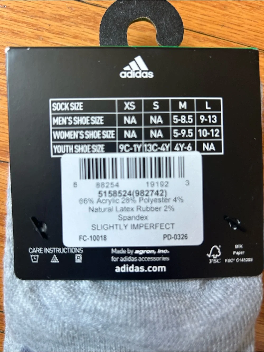 adidas Men’s Gray Soccer Socks 2 Pack size L